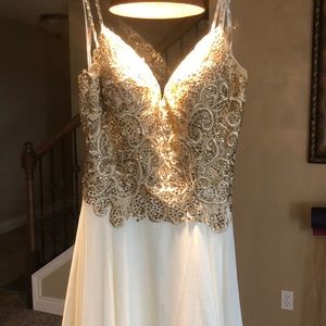 BRAND NEW! Ivory and Gold Pageant/Prom Dress
